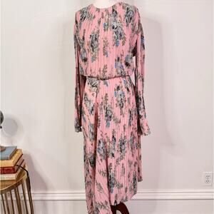 Preen by Thornton Bregazzi Glenda Dress Pink Blossom XL NWT Floral Pleated Midi